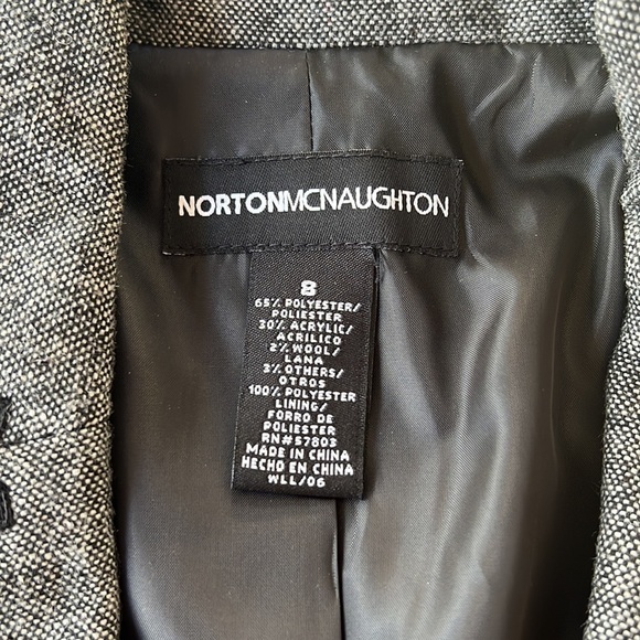 Norton McNaughton Wool Blend Ribbon Trim Detail Long Sleeve Blazer‎ Jacket - Picture 6 of 9